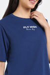 Zivame Avian Florals Woven Pyjama Set - Bellwether Blue — thumbnail 5